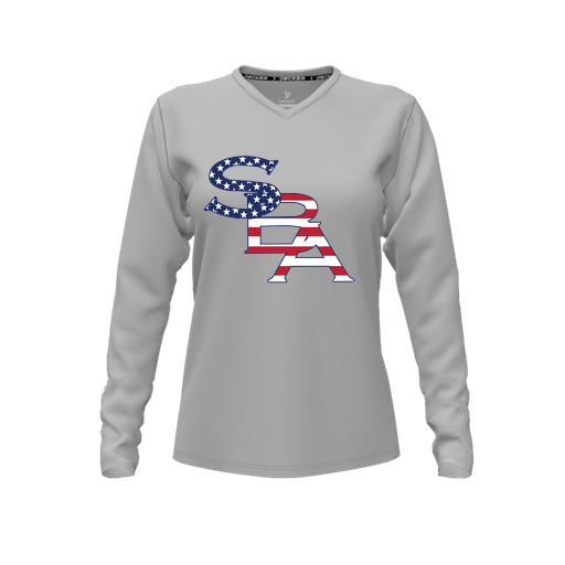 [FTLVCFGY-FYXS-LOGO1] Decker Comfort T-Shirt (Female Youth XS, Gray, V Neck, Logo 1, Long Sleeve)