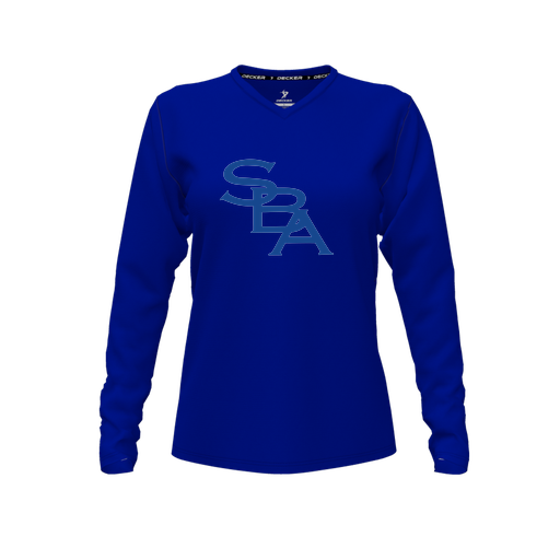 [FTLVPTRY-FYXS-LOGO2] Decker Performance T-Shirt (Female Youth XS, Royal, V Neck, Logo 2, Long Sleeve)