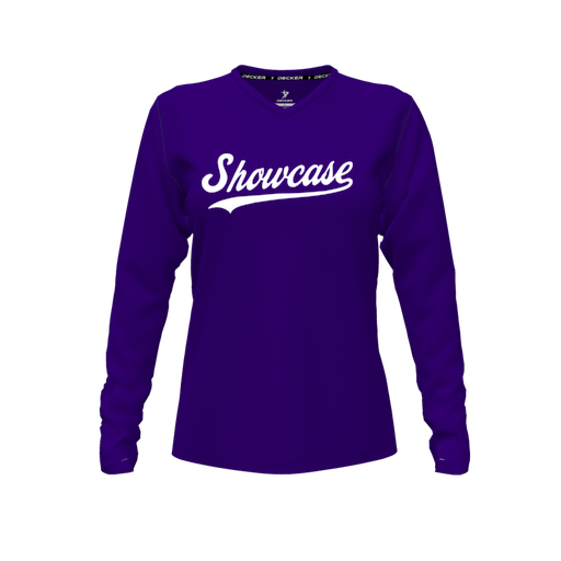 [FTLVPTPP-FYXS-LOGO3] Decker Performance T-Shirt (Female Youth XS, Purple, V Neck, Logo 3, Long Sleeve)